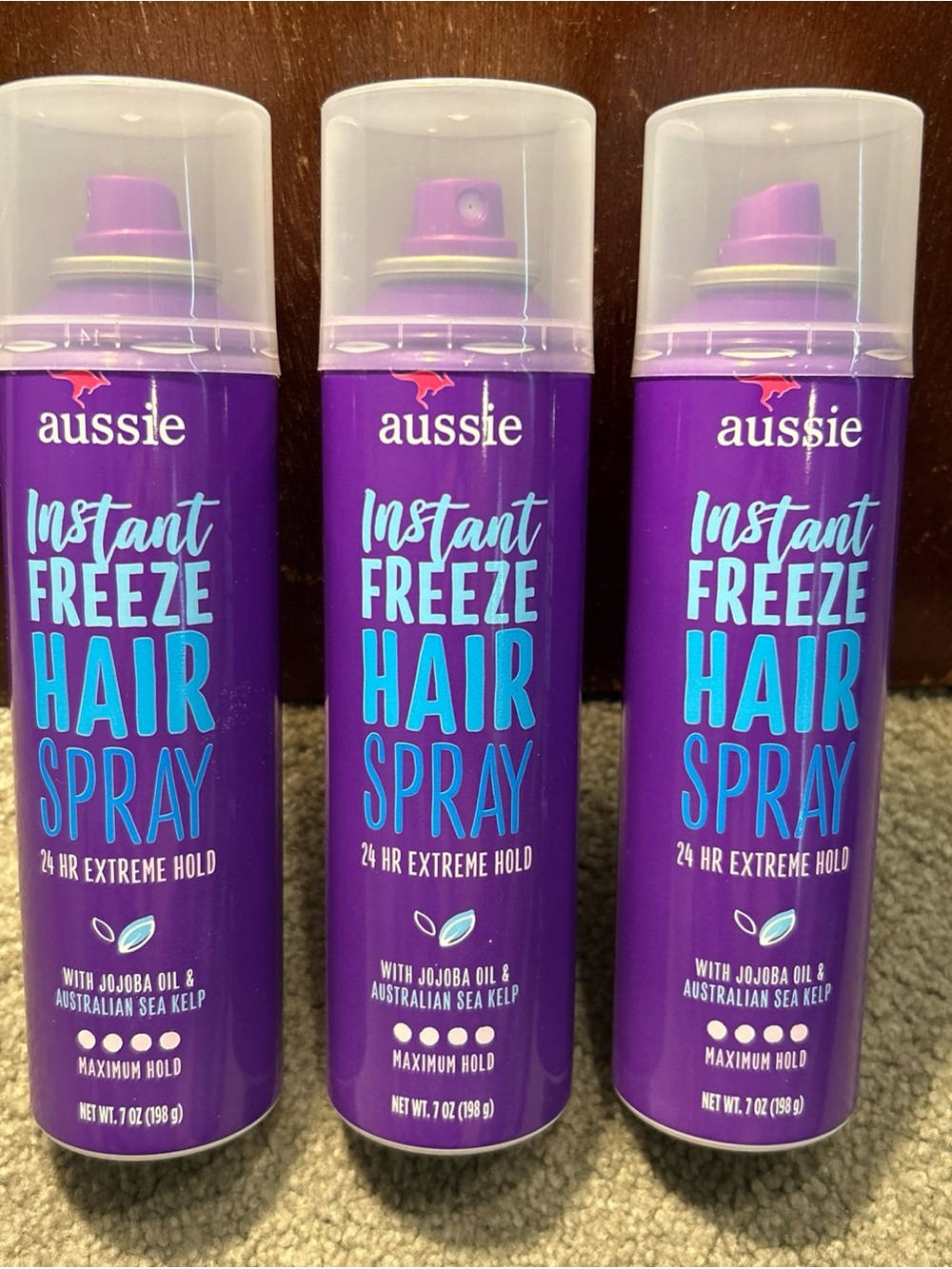 X3 Aussie Instant Freeze Hairspray Jojoba Oil Australian Sea Kelp Max Hold 7oz